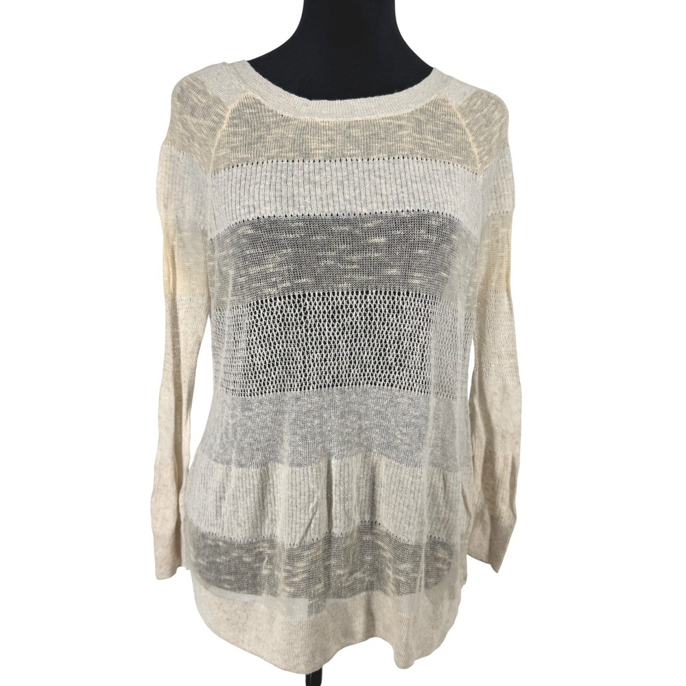 Moth Anthropologie‎ Open Knit Sheer Linen Sweater Large Indie Granola Festival